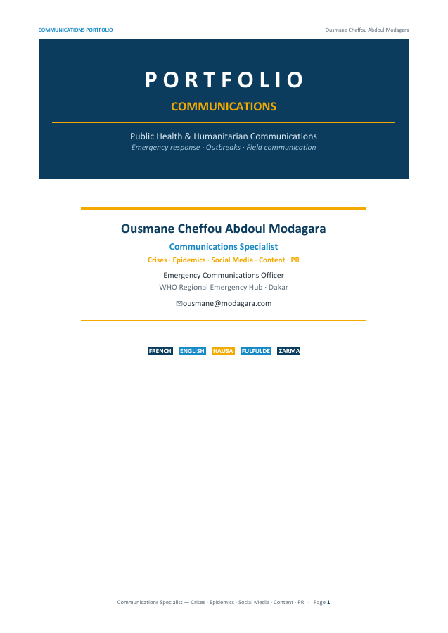 Communications Portfolio · Ousmane Cheffou Abdoul Modagara